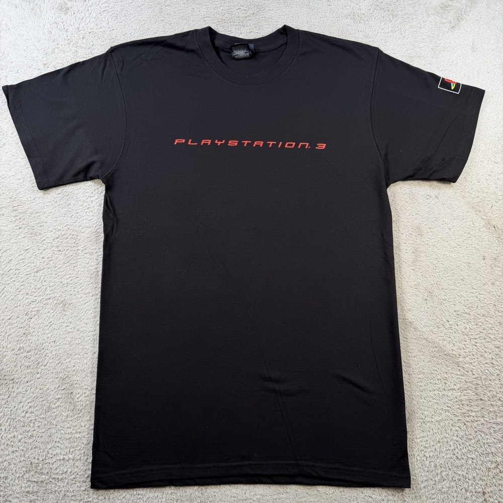 Vintage PlayStation 3 T-Shirt Mens Medium Black Promo Play Beyond Short Sleeve